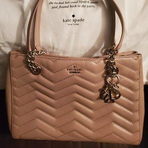Kate Spade Beige Ginger Tea Reese Park Small Courtnee Quilted Leather Tote